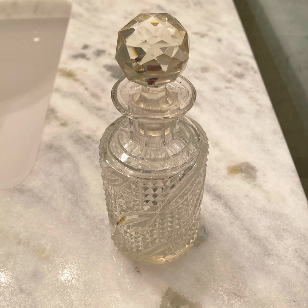 Vintage cut glass perfume water bottle